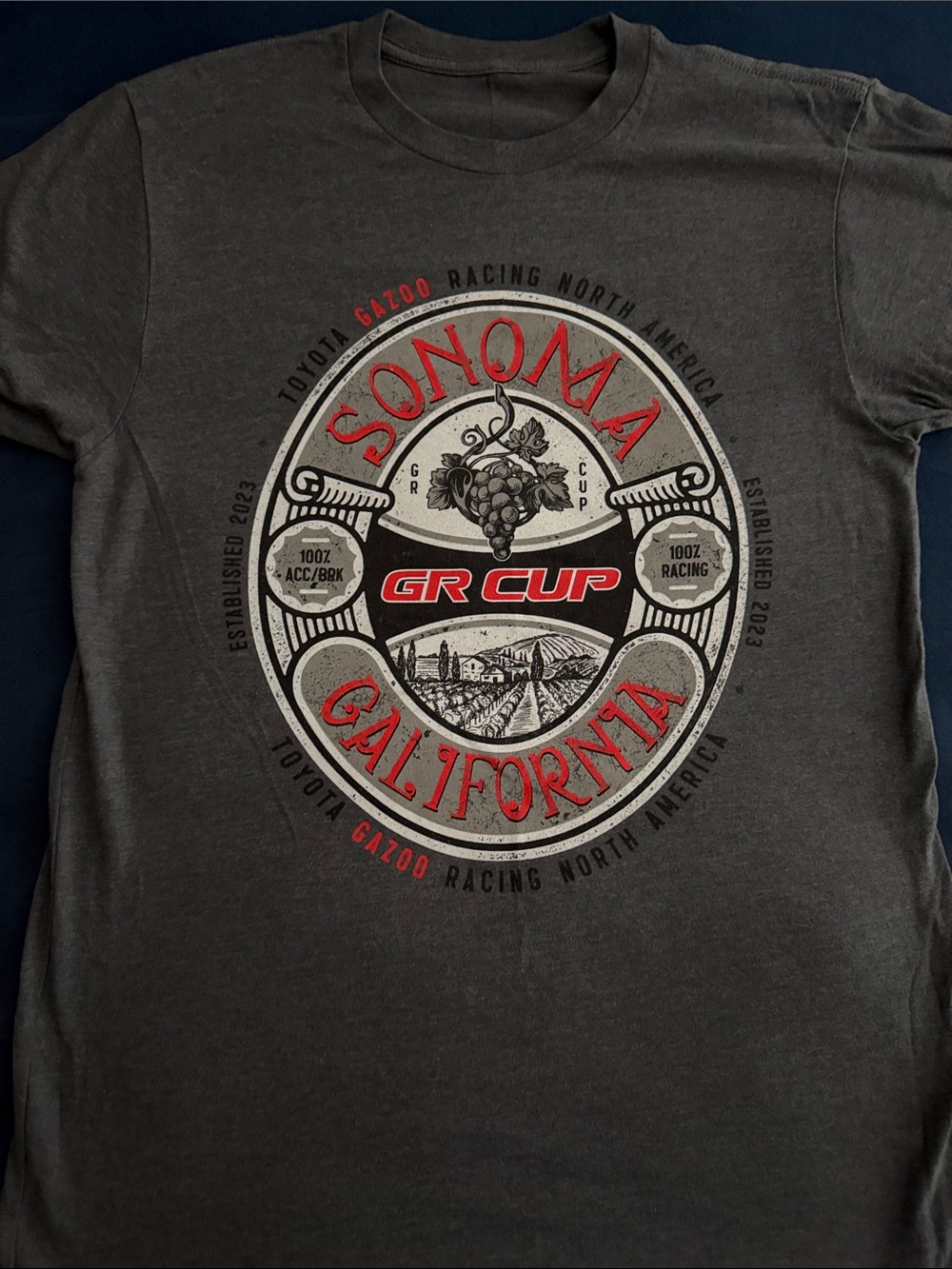 Sonoma California GR Cup Graphic Tee - Gray with Red Accents